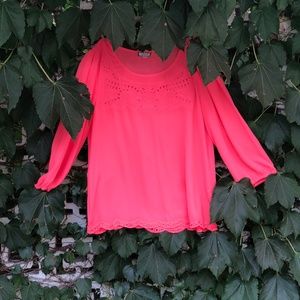 Eyeshadow Coral Lace Accent Long Sleeve